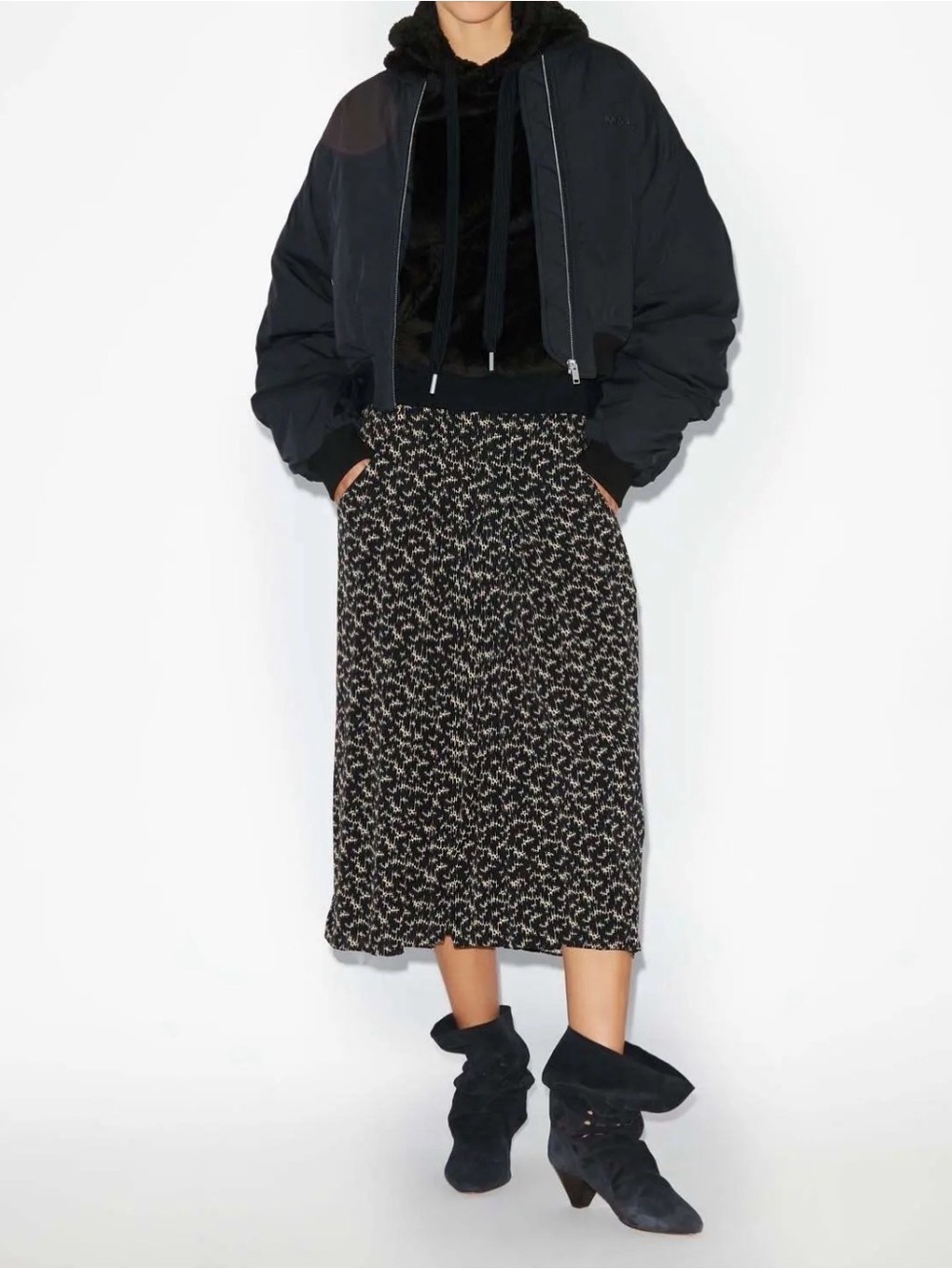 MARANT ÉTOILE Eolia Printed Midi Length Skirt
Black | Size: M | US6, FR38